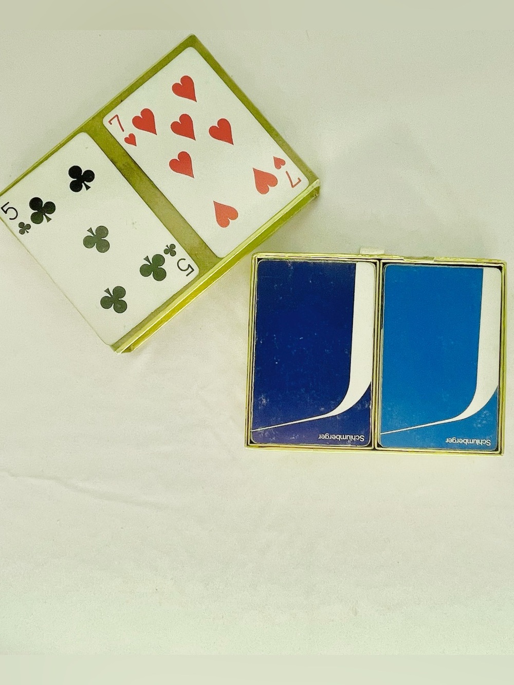 Vintage Schunberger Blue Deck Double Case - Blue & Dark Blue